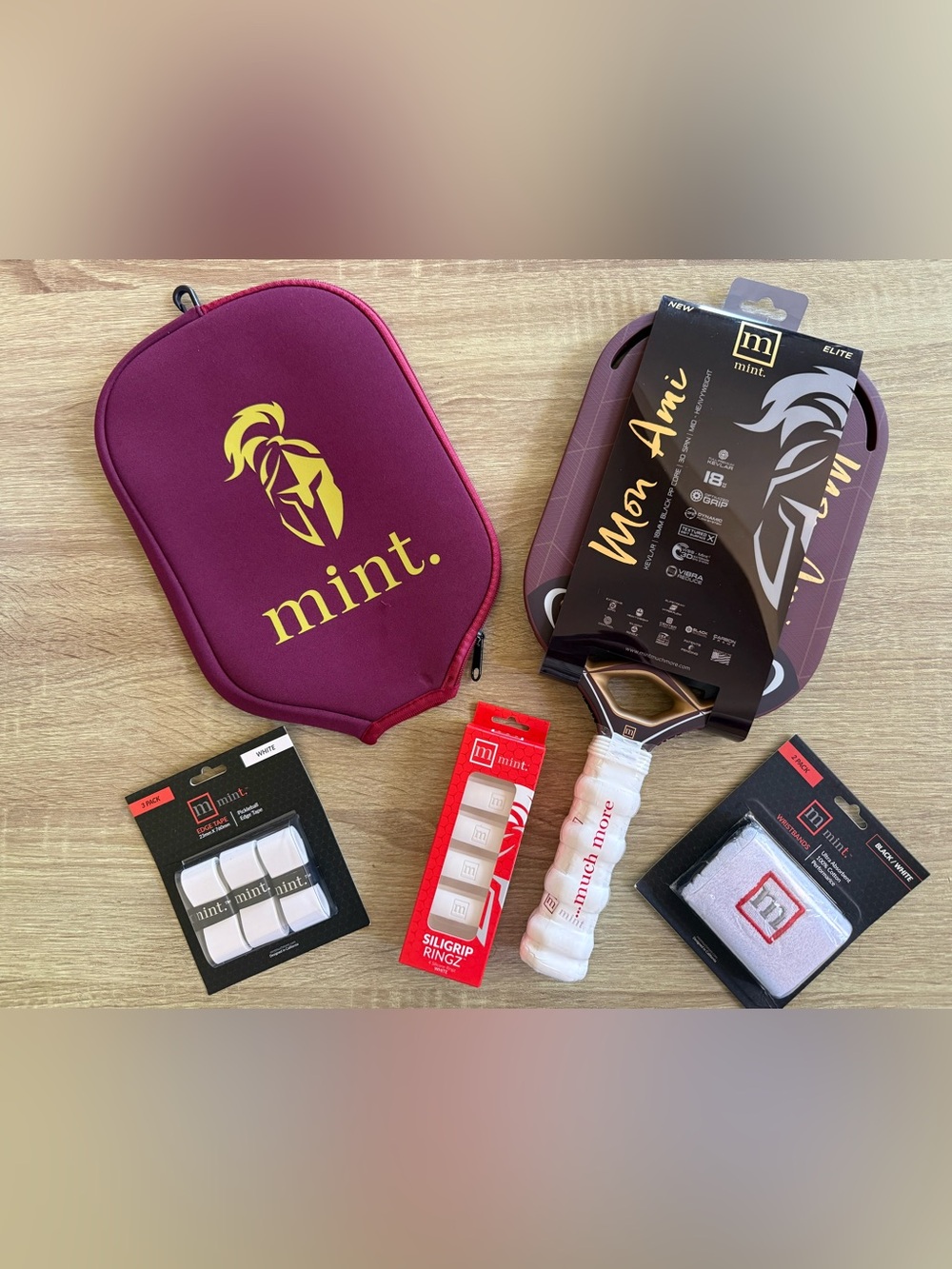 Mint Pickleball Paddle Kit in Plum and Gold Accents